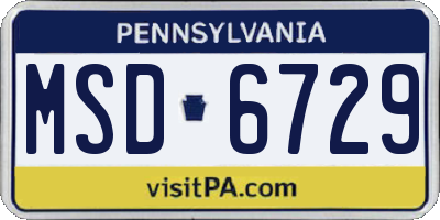 PA license plate MSD6729