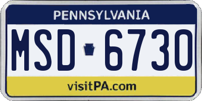 PA license plate MSD6730