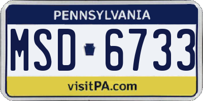 PA license plate MSD6733