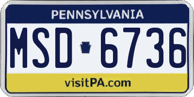 PA license plate MSD6736