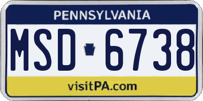 PA license plate MSD6738