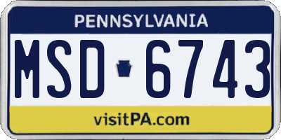 PA license plate MSD6743