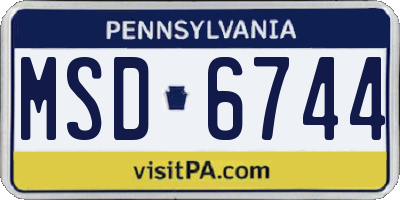 PA license plate MSD6744