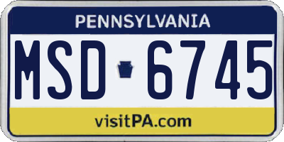 PA license plate MSD6745