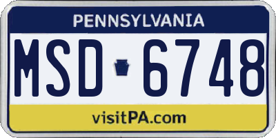 PA license plate MSD6748