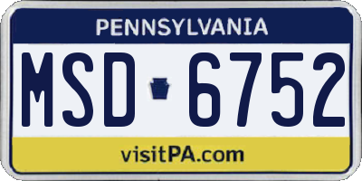 PA license plate MSD6752