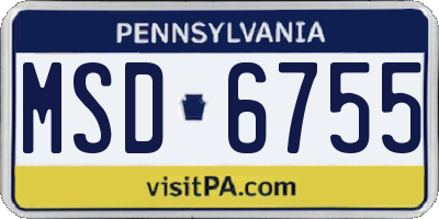 PA license plate MSD6755