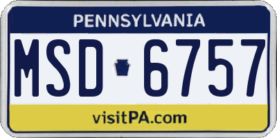 PA license plate MSD6757
