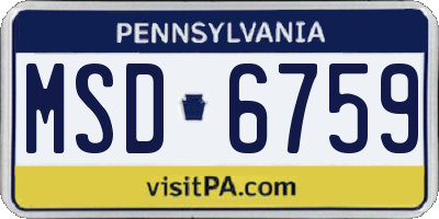 PA license plate MSD6759
