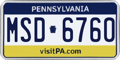 PA license plate MSD6760