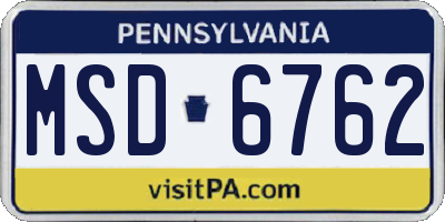 PA license plate MSD6762