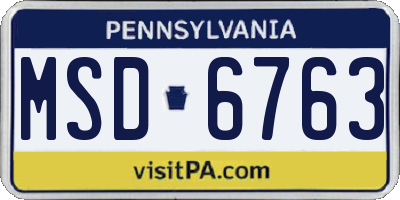 PA license plate MSD6763