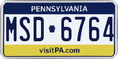 PA license plate MSD6764