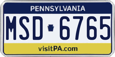 PA license plate MSD6765