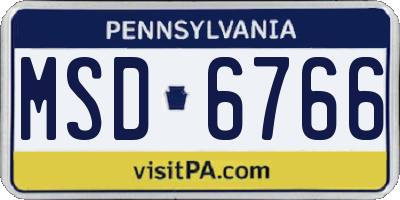 PA license plate MSD6766