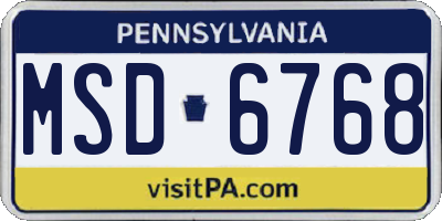 PA license plate MSD6768