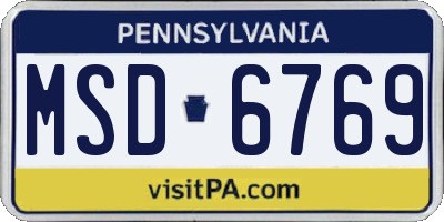 PA license plate MSD6769