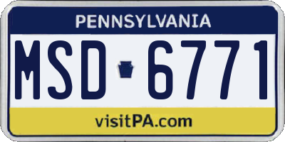 PA license plate MSD6771
