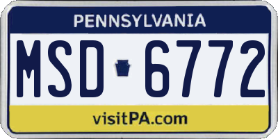 PA license plate MSD6772