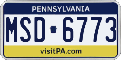 PA license plate MSD6773