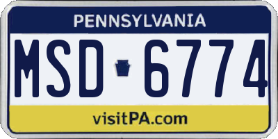 PA license plate MSD6774