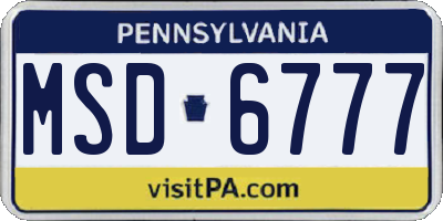 PA license plate MSD6777