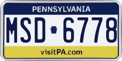 PA license plate MSD6778