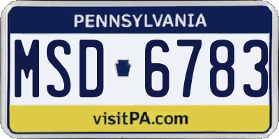 PA license plate MSD6783
