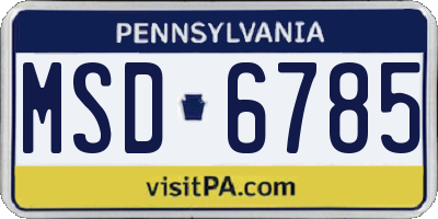 PA license plate MSD6785