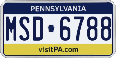 PA license plate MSD6788