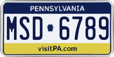 PA license plate MSD6789