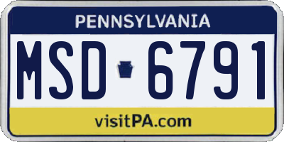 PA license plate MSD6791