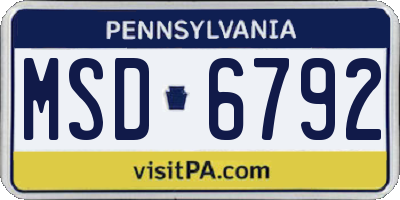 PA license plate MSD6792