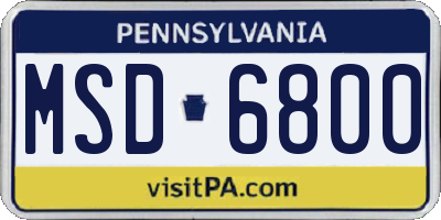 PA license plate MSD6800