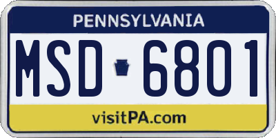 PA license plate MSD6801