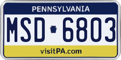 PA license plate MSD6803