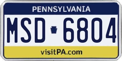 PA license plate MSD6804