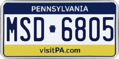 PA license plate MSD6805