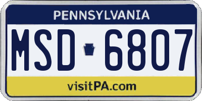 PA license plate MSD6807