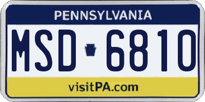 PA license plate MSD6810