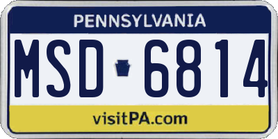 PA license plate MSD6814