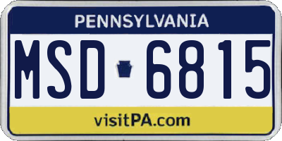 PA license plate MSD6815