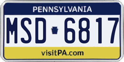 PA license plate MSD6817