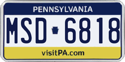 PA license plate MSD6818