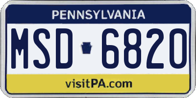 PA license plate MSD6820