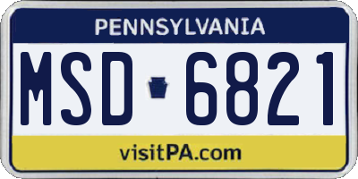 PA license plate MSD6821