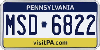 PA license plate MSD6822