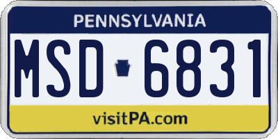 PA license plate MSD6831