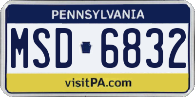 PA license plate MSD6832