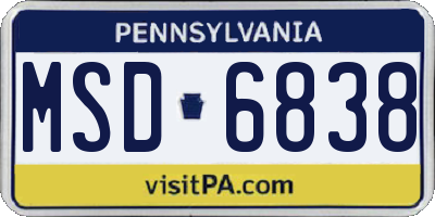 PA license plate MSD6838